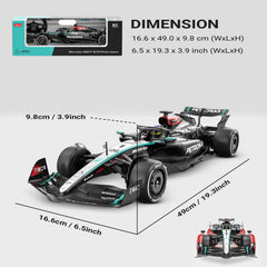 Voltz Toys Mercedes-AMG F1 W15 RC car detailed body with grip tires for realistic racing feel.
