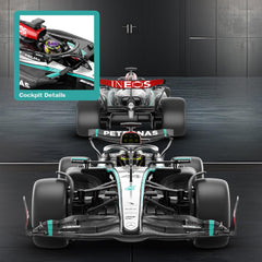 Voltz Toys Mercedes-AMG F1 W15 RC car paint and rims highlight premium detailing.