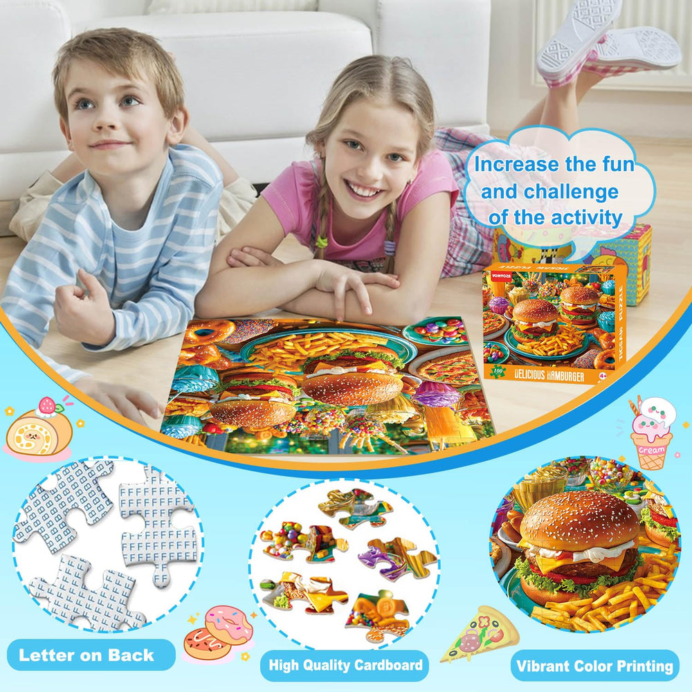 VOMYOZB Hamburger 100-piece puzzle offers tasty theme for creative play.