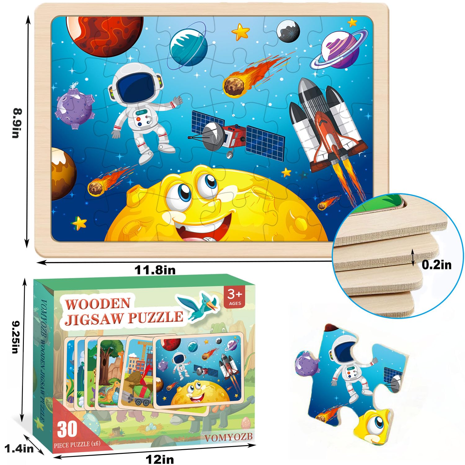 VOMYOZB wooden construction vehicle puzzle encourages planning and sequencing