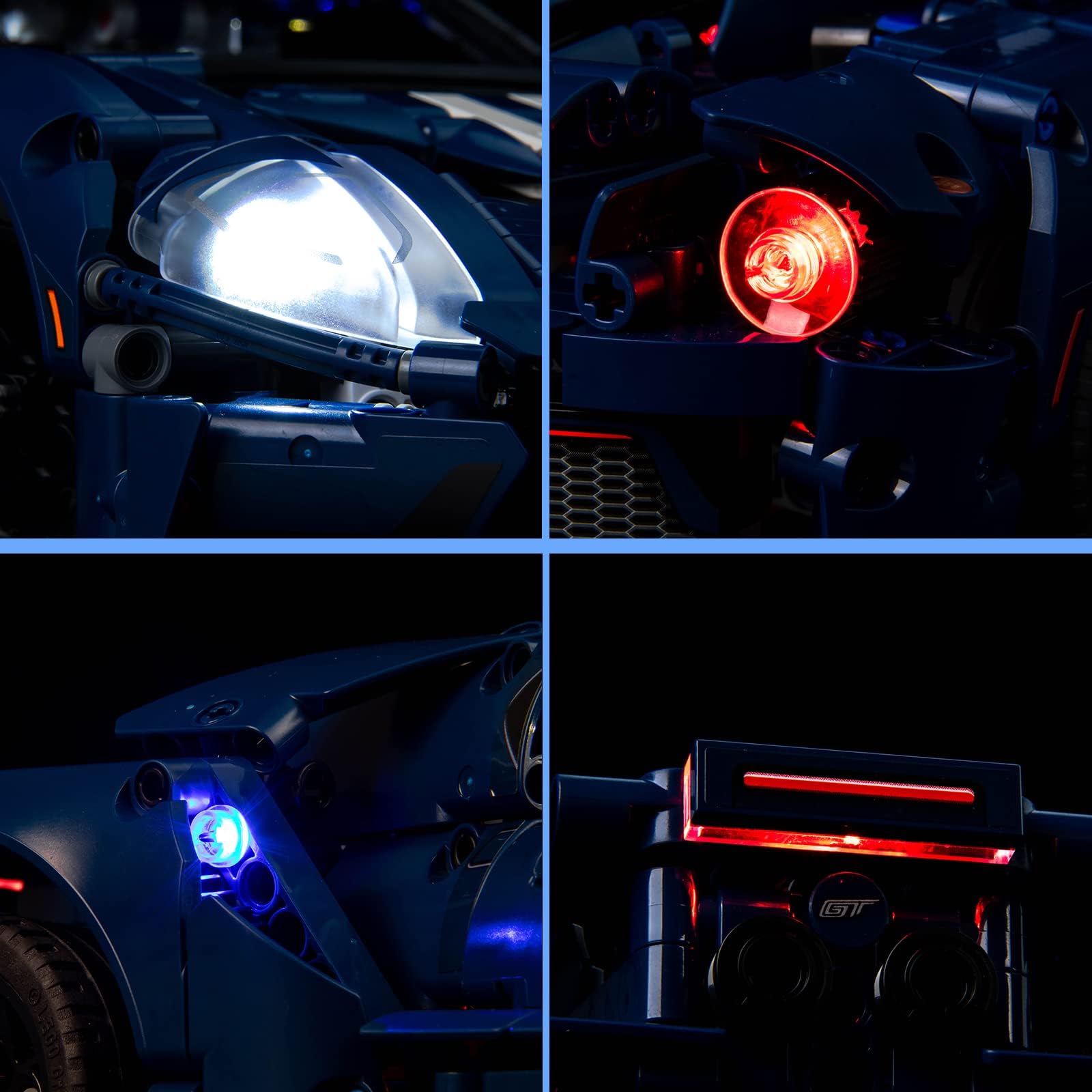 Installed VONADO LED kit enhances Ford GT 42154 details on display.