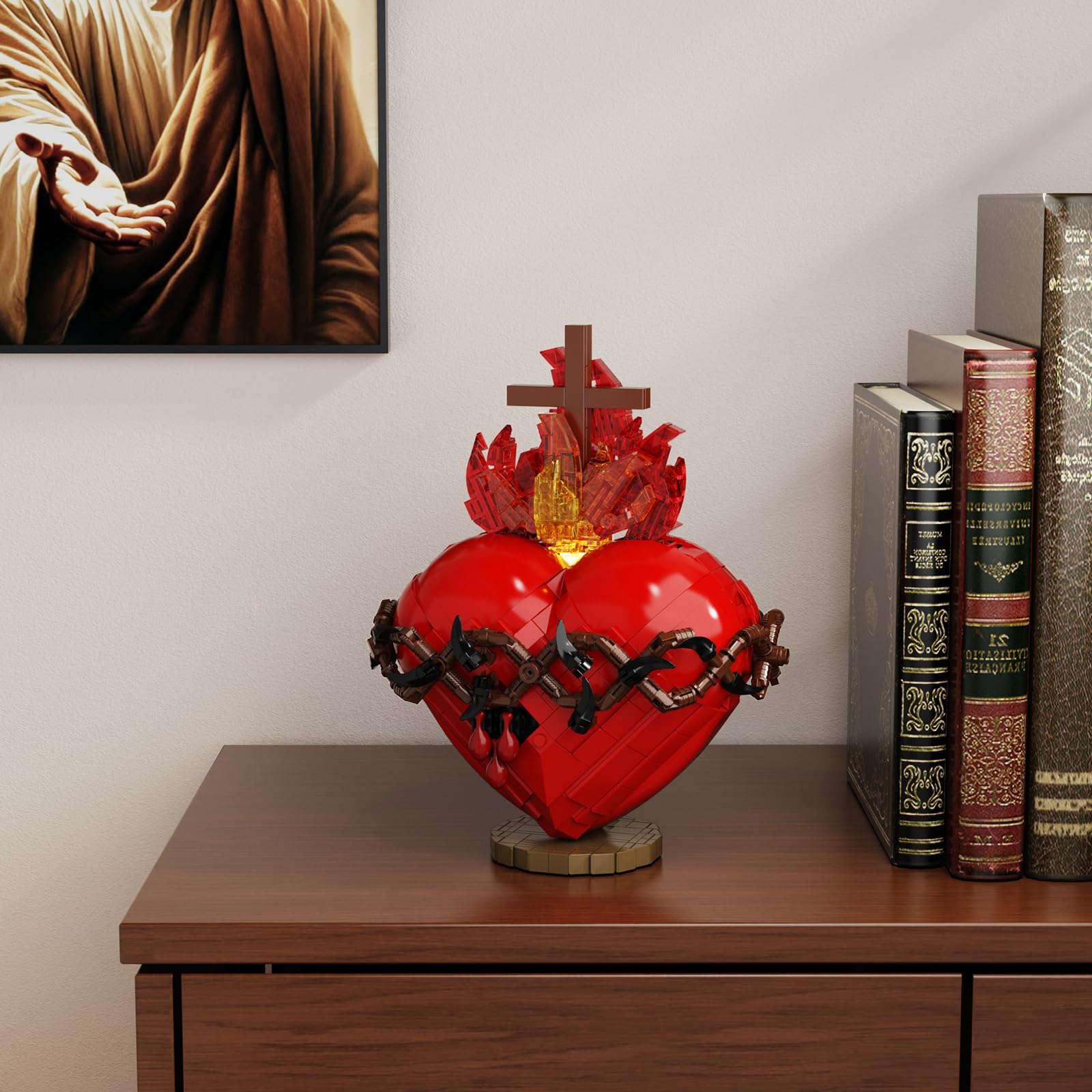 VONADO Sacred Heart assembly highlights crown and heart details for faith-themed decor.