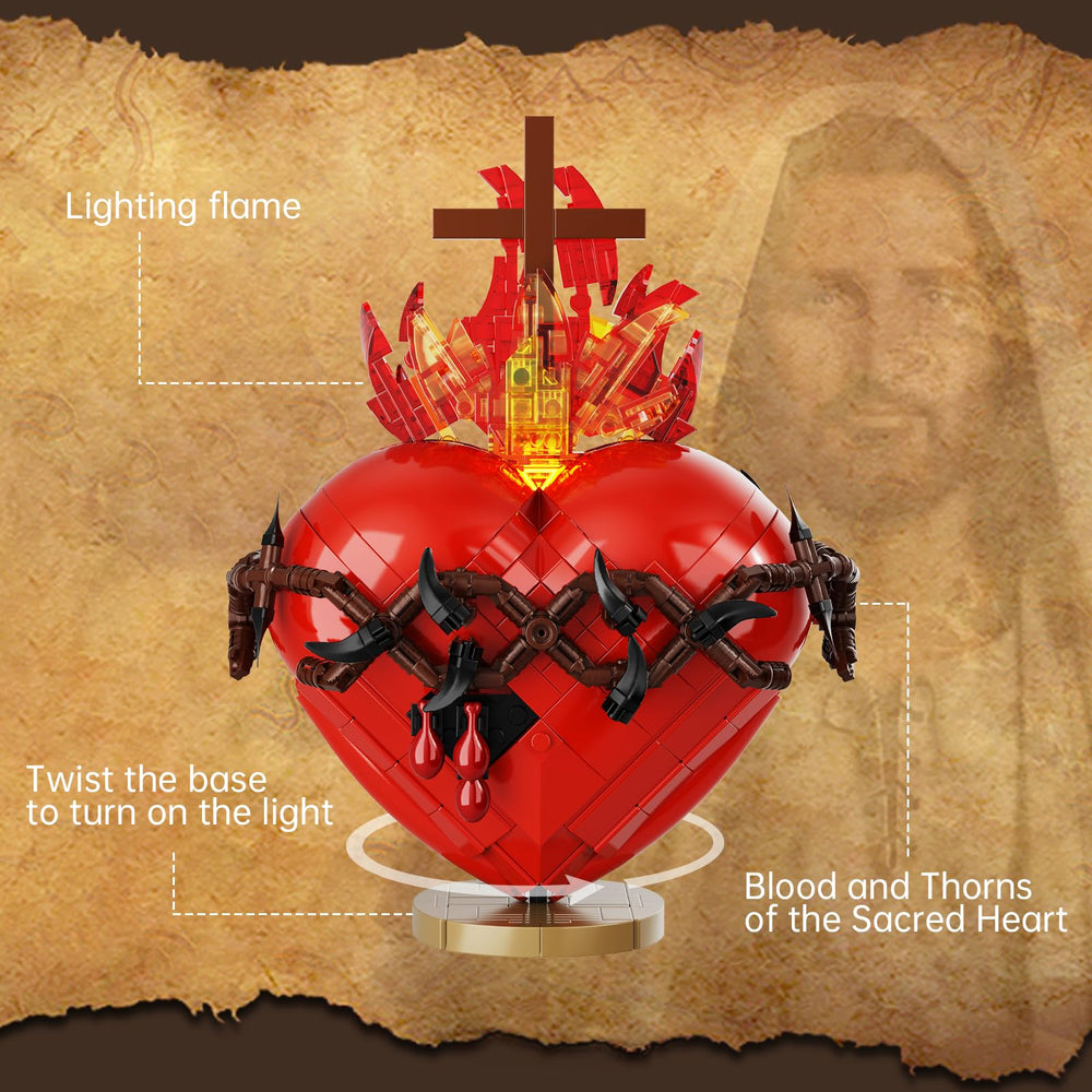 VONADO Sacred Heart Flame and Cross top adds gentle illumination