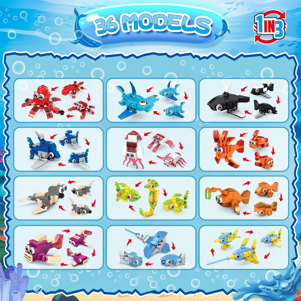 VOPOGLNE marine animals lantern fish bricks support color and shape recognition.