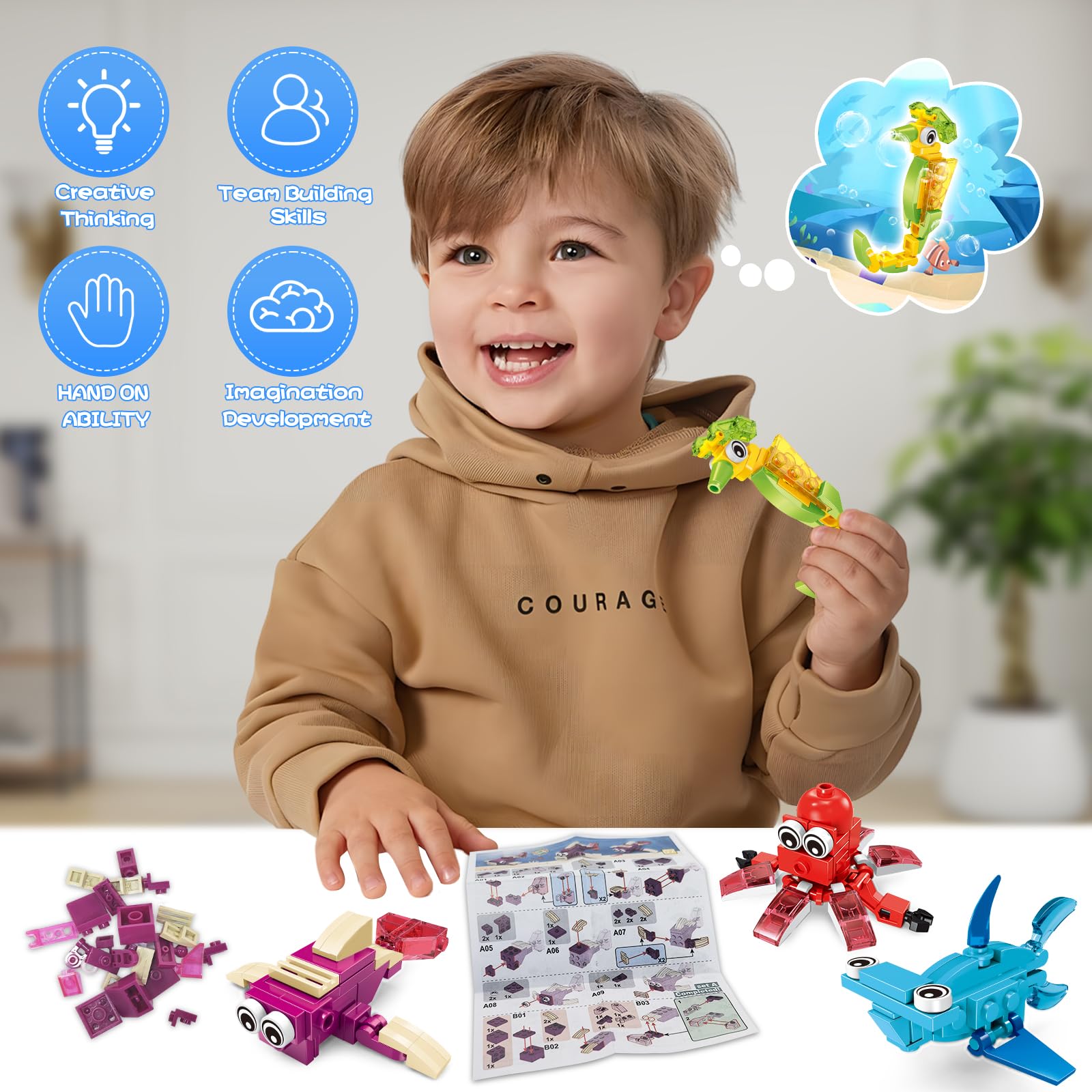VOPOGLNE marine animals squid figure promotes sequencing and concentration.