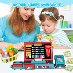 VOPOGLNE cash register toy with decorative microphone supports storytelling and role play.