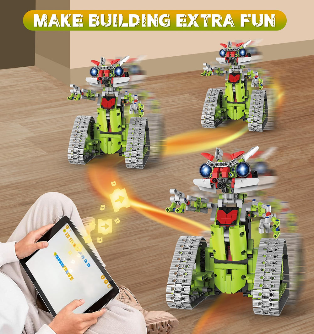 VOPOGLNE light-up bricks adding visual excitement to builds.