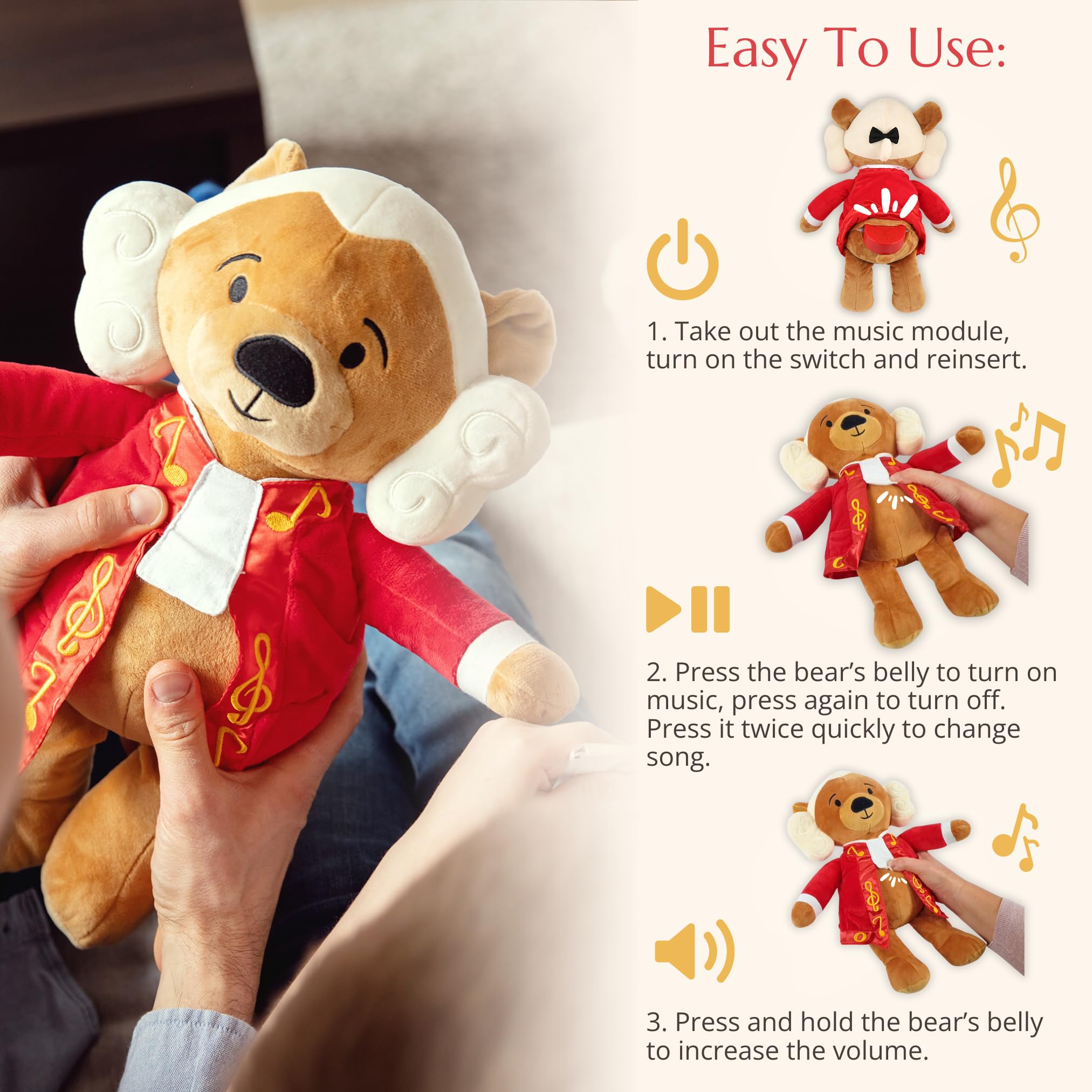 Vosego Amadeus bear soft fabric texture for comforting hugs