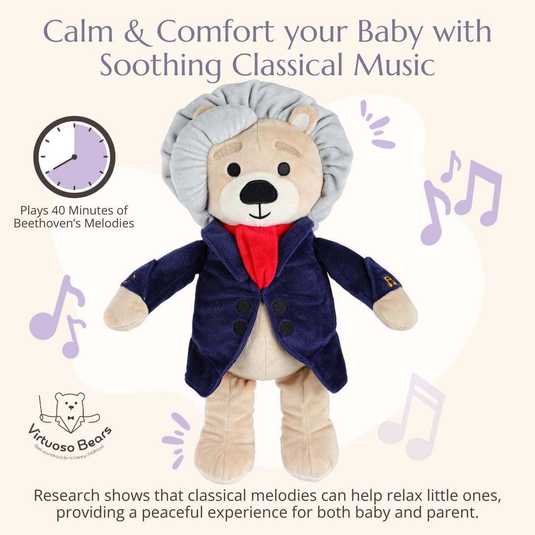 Vosego musical plush toy Beethoven offering 40 minutes of curated music for babies.