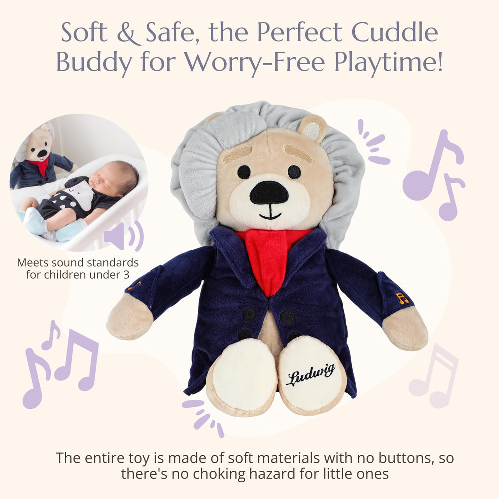 Vosego volume control on the bear's belly for easy listening adjustments.