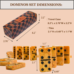 Vovotuzzi brown leather case keeps dominoes organized during travel.