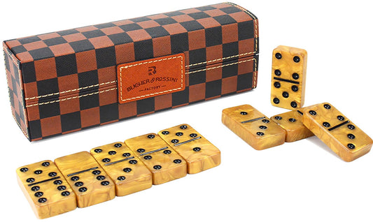 Vovotuzzi dominoes with colorful tiles invite lively, energetic play for all ages.