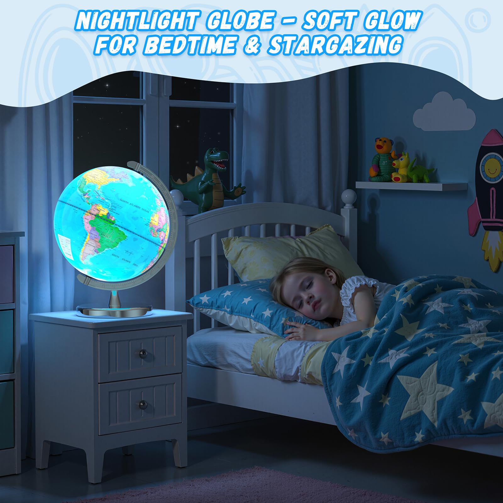 Voxelure gift-ready globe for birthdays and school-year celebrations.