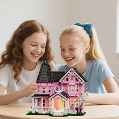 Voxifyx 1349PCS Pink Palace three-story structure provides durable building fun and long-term display