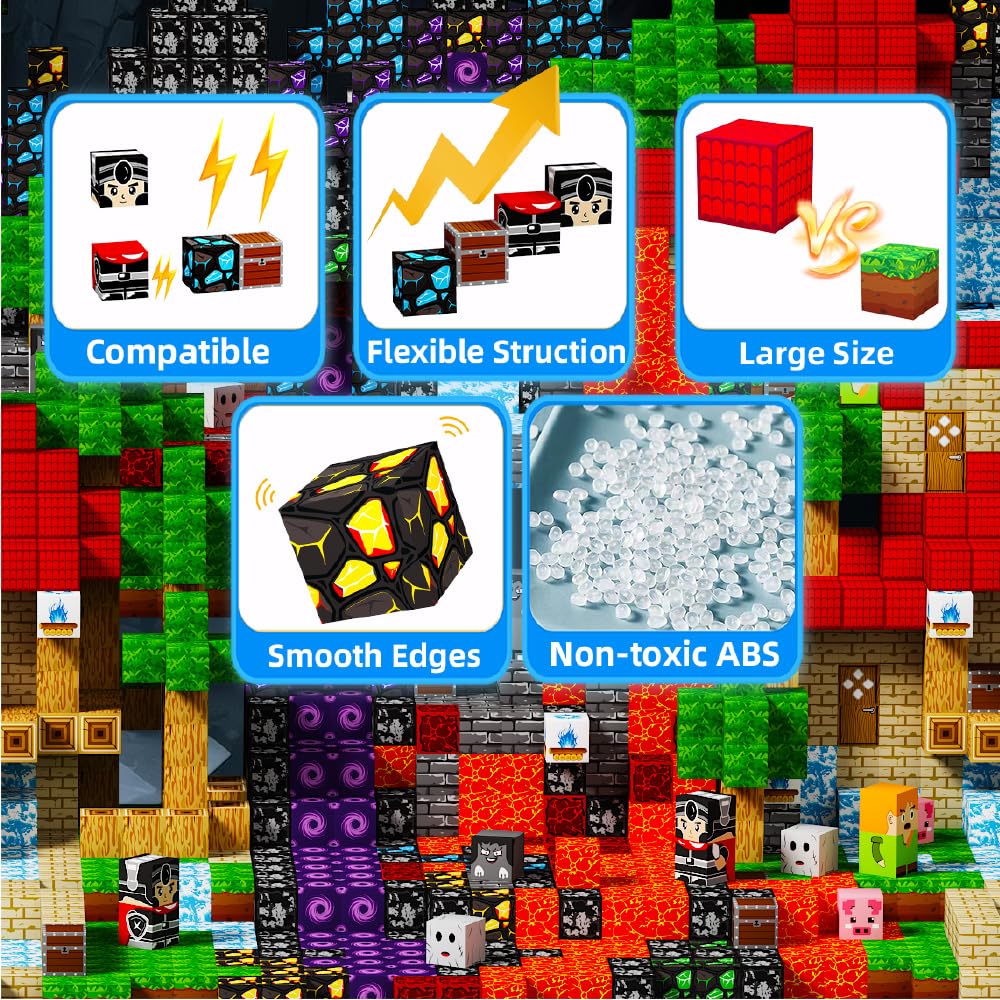 Voxifyx 150Pcs magnetic blocks enable tower-building and fine motor practice
