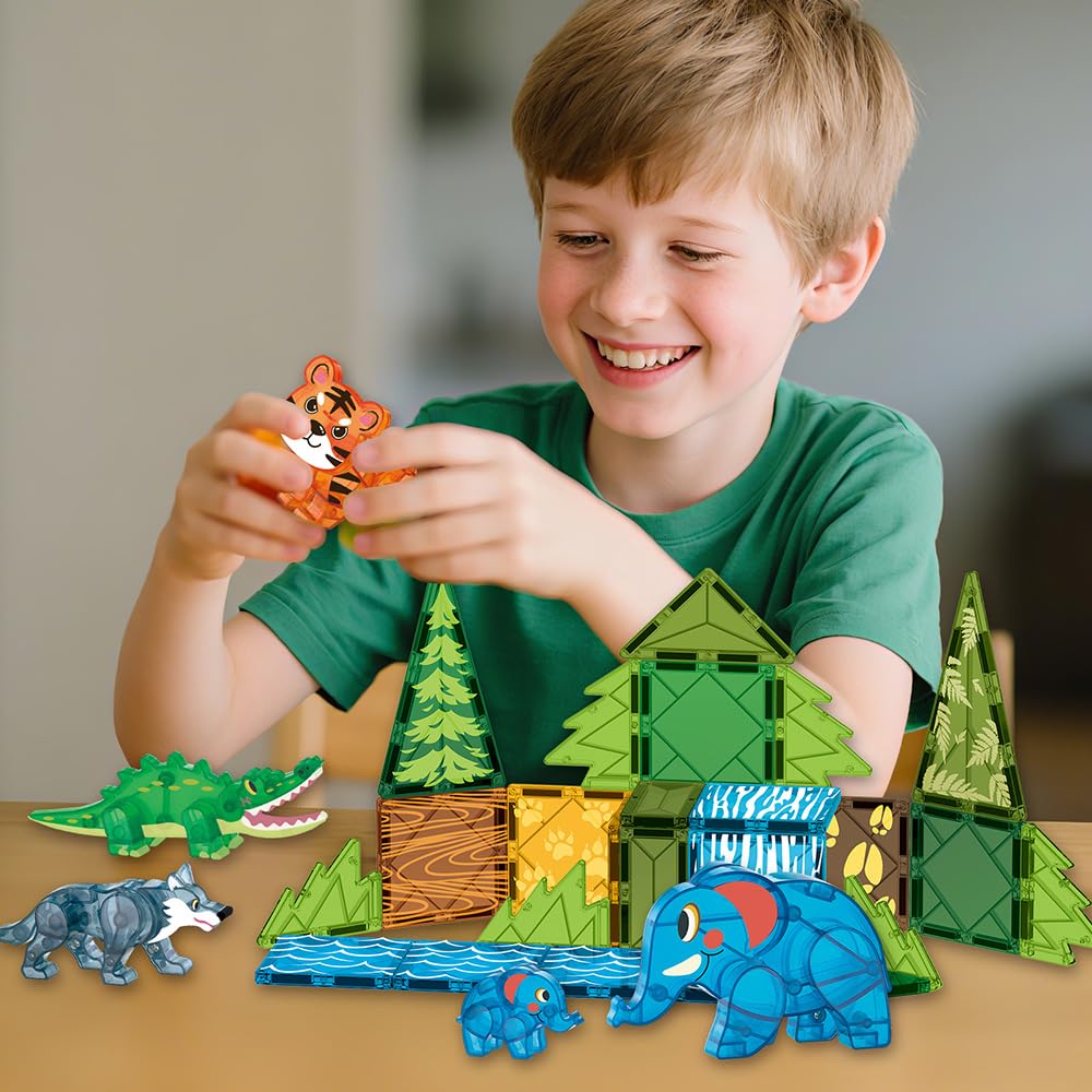 Voxifyx magnetic tiles jungle wolf for pattern recognition and coordination