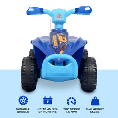 Voyager Paw Patrol Chase 6V Quad side view highlighting compact design for yard adventures.