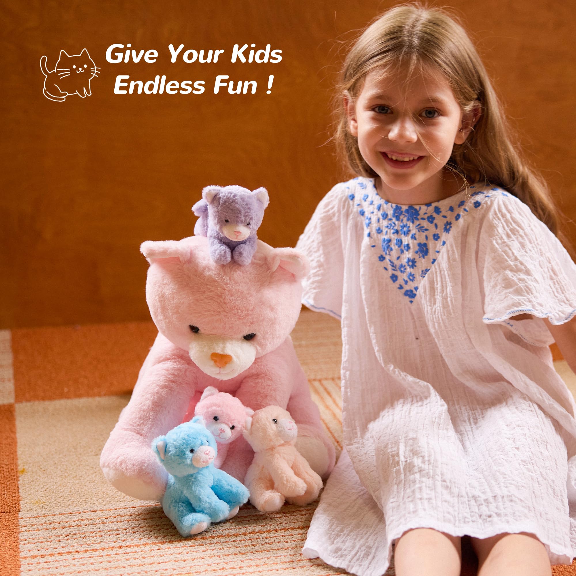 Vposyako cat toy featuring a zipper back for easy access to the babies.