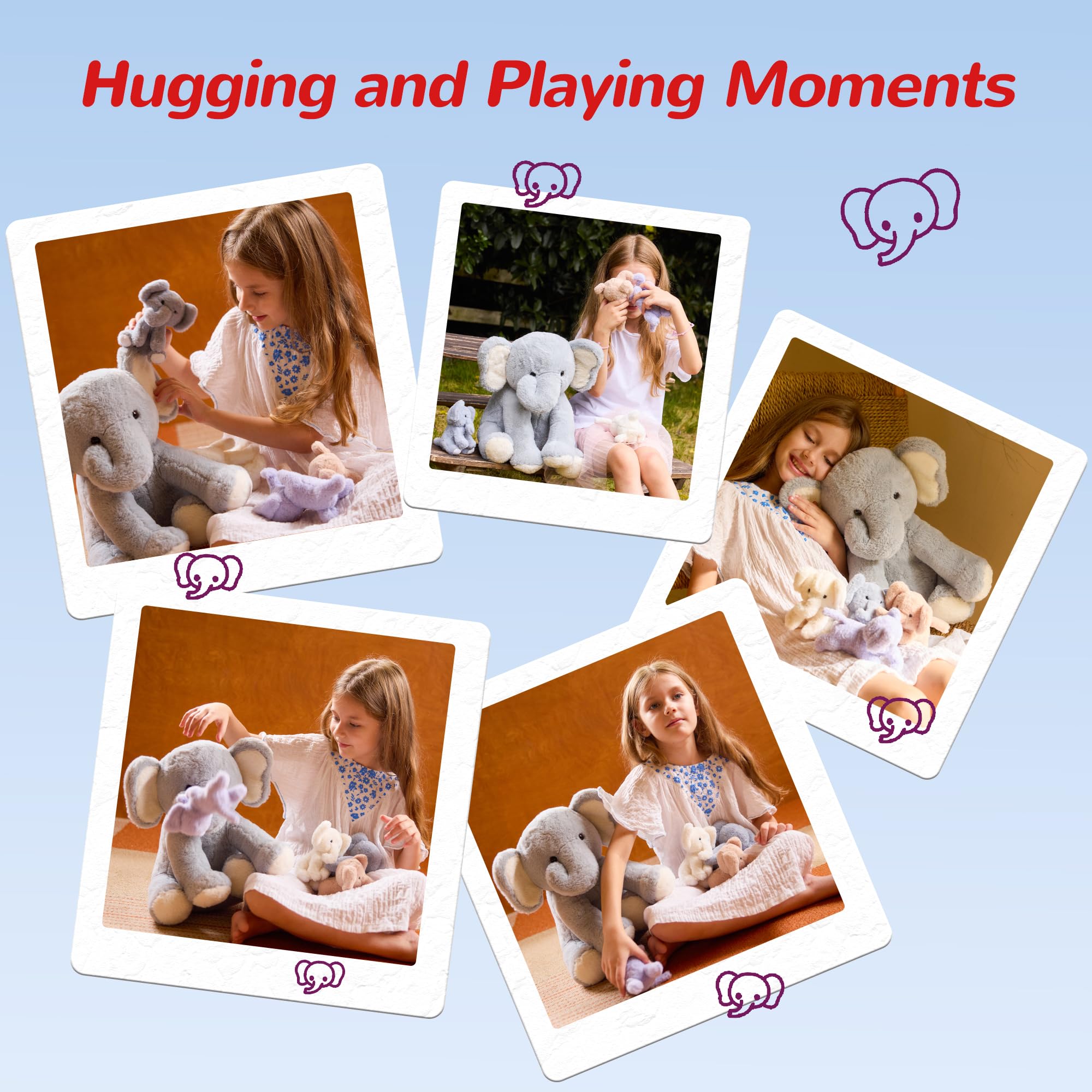 Vposyako playtime with kids featuring cuddly elephant companions