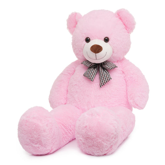 Close up of Vposyako pink plush teddy showing ultra-soft texture