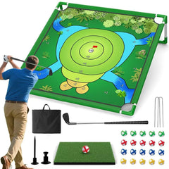 VQRZG Golf Chipping Game folded-compact setup for quick backyard play and travel.