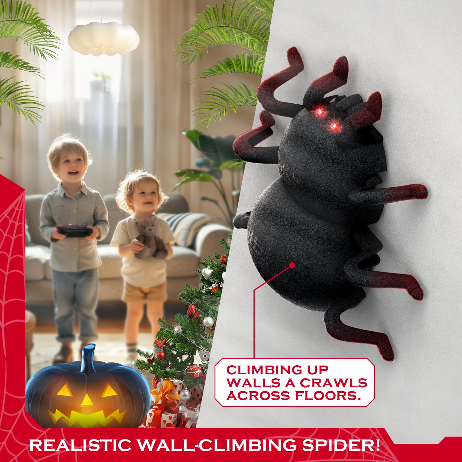 VRG tarantula LED eyes glow in the dark for enhanced night-time play