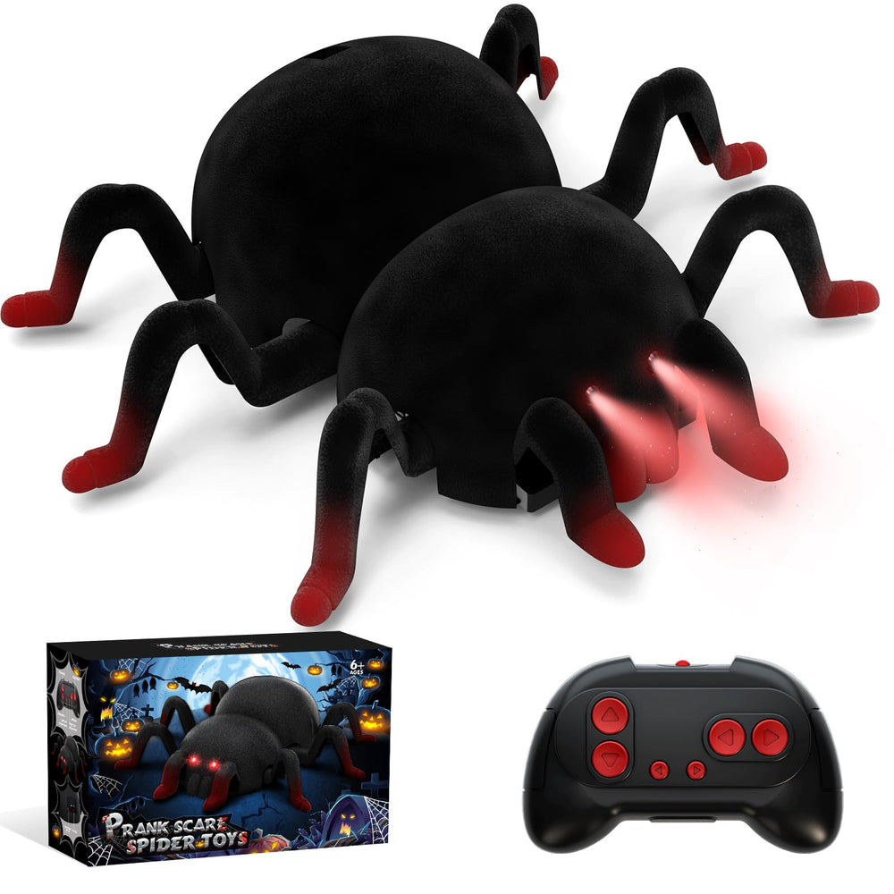 VRG tarantula front view on wall with glowing LED eyes for dark-room play