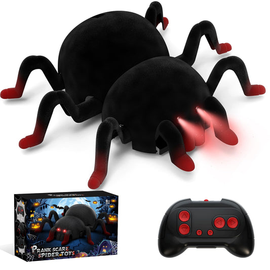 VRG tarantula front view on wall with glowing LED eyes for dark-room play