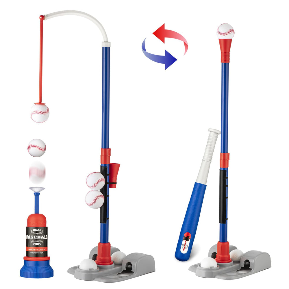 VROGTIK Adjustable T-Ball Set bat for backyard practice boosts hand-eye coordination.