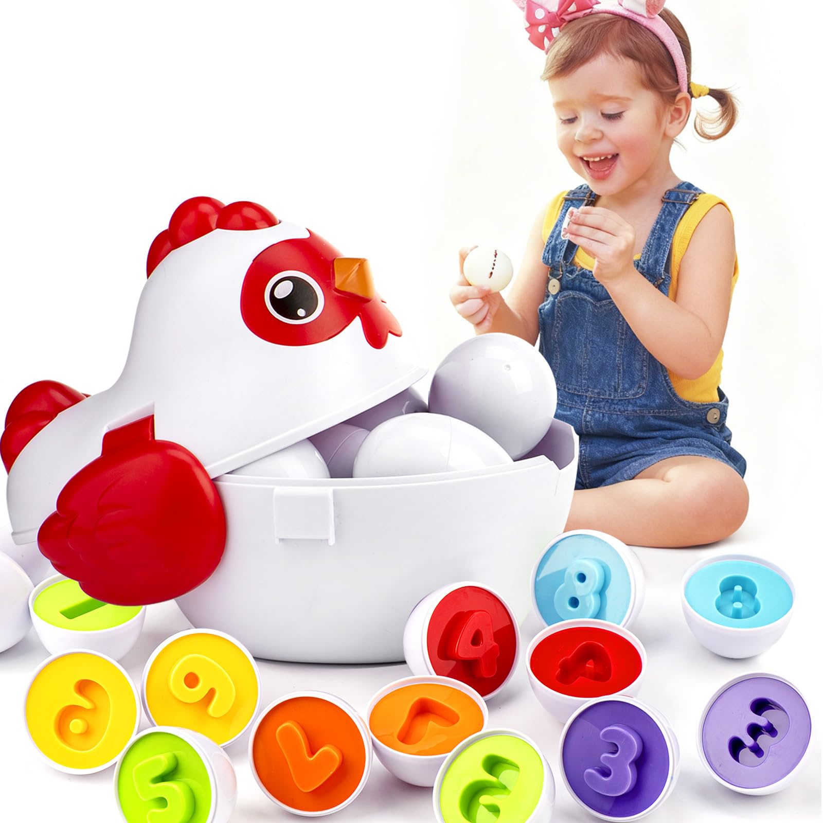VROGTIK Easter egg matching set enhances color recognition through vibrant eggs.