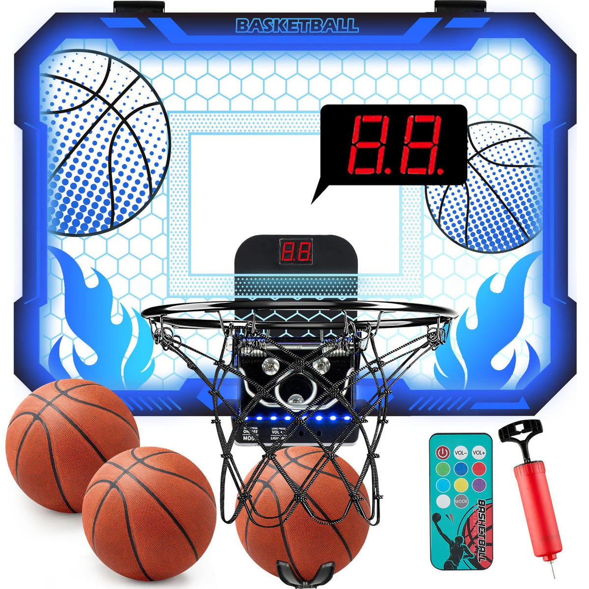 VROGTIK indoor hoop LED lights illuminate playtime for kids