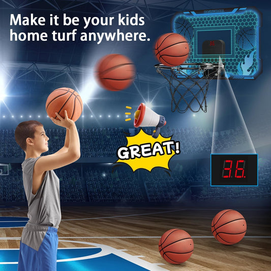 VROGTIK over-door hoop with scoreboard tracks scores during play