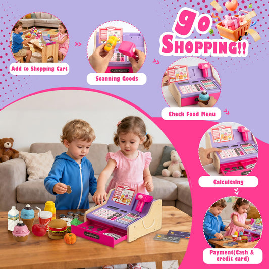VROGTIK shopping cart rolls smoothly for realistic pretend shopping experiences.