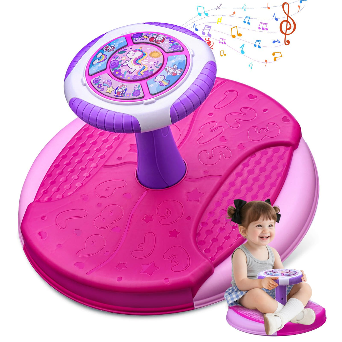 VROGTIK Sit and Spin Toy 360 view boosts balance and coordination for toddlers.