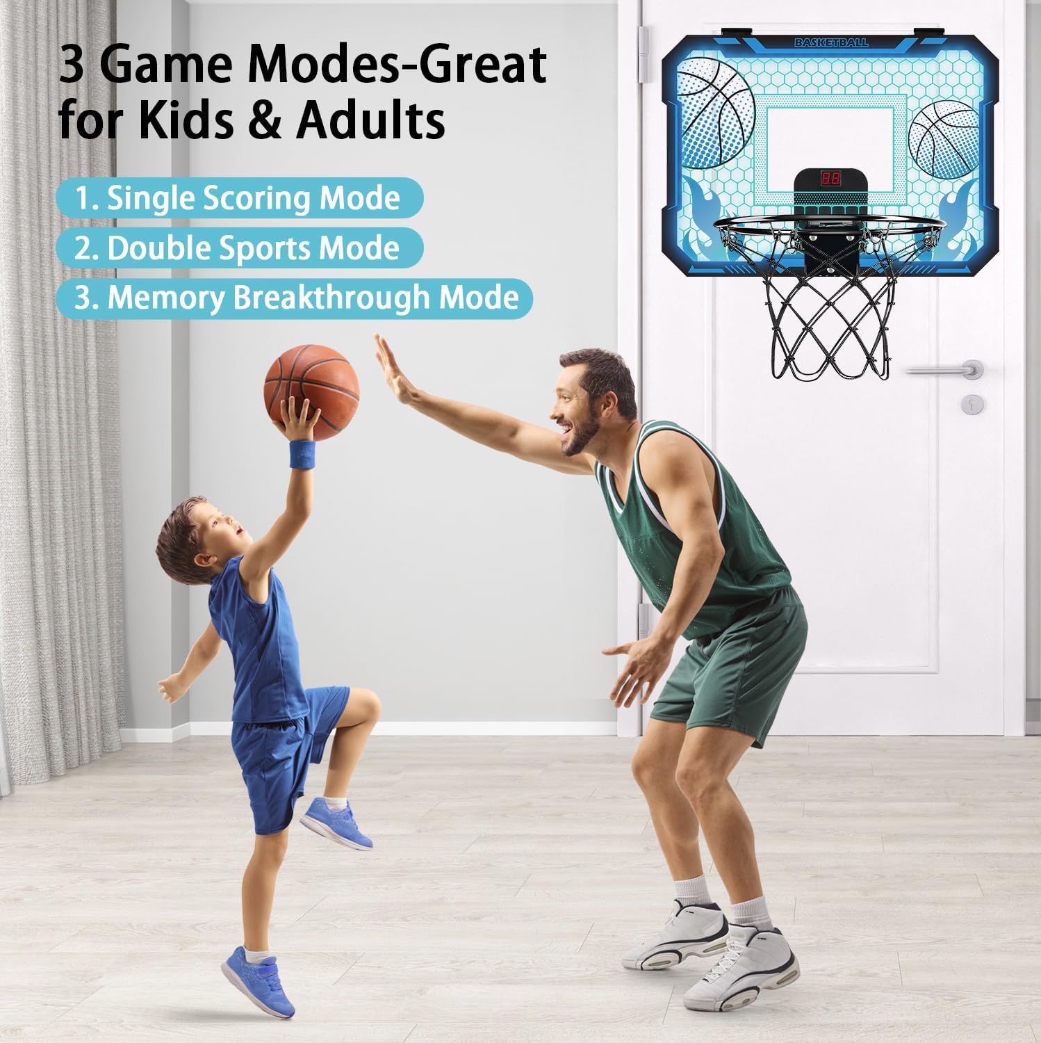 VROGTIK sturdy steel rim and backboard withstand dunking and active play