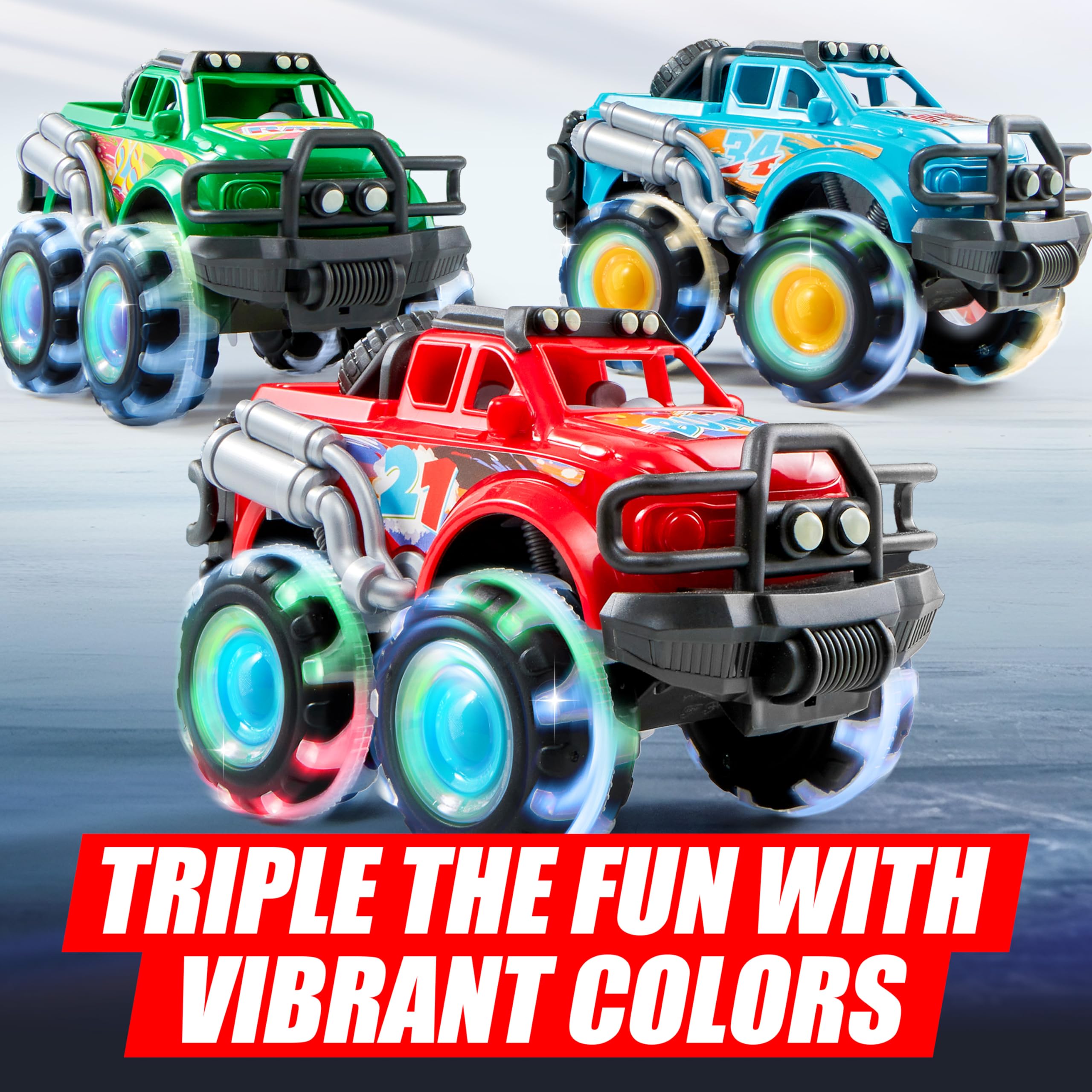 Vroomix GlowRover truck in action showcases friction-powered movement across the floor
