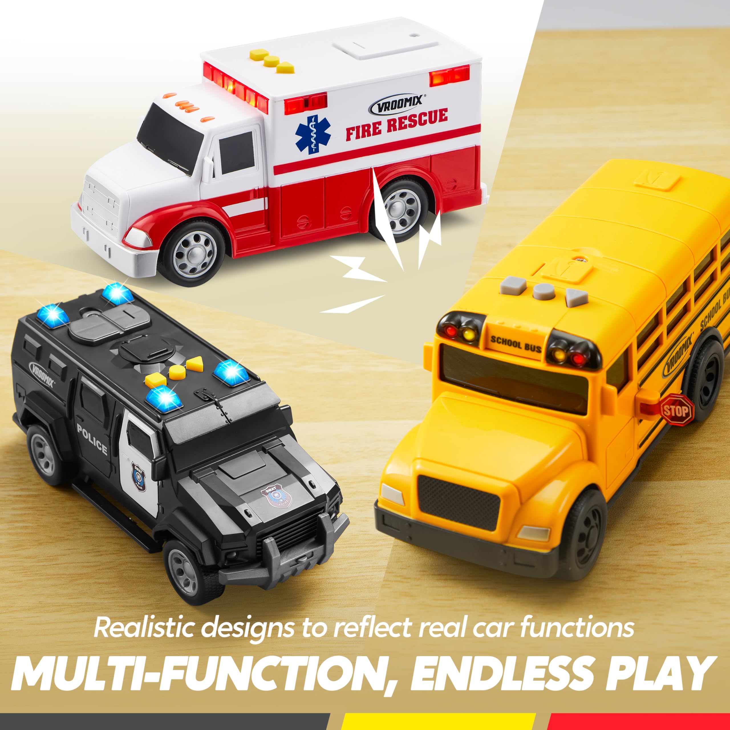 Vroomix Jova ambulance side view with lights and sounds