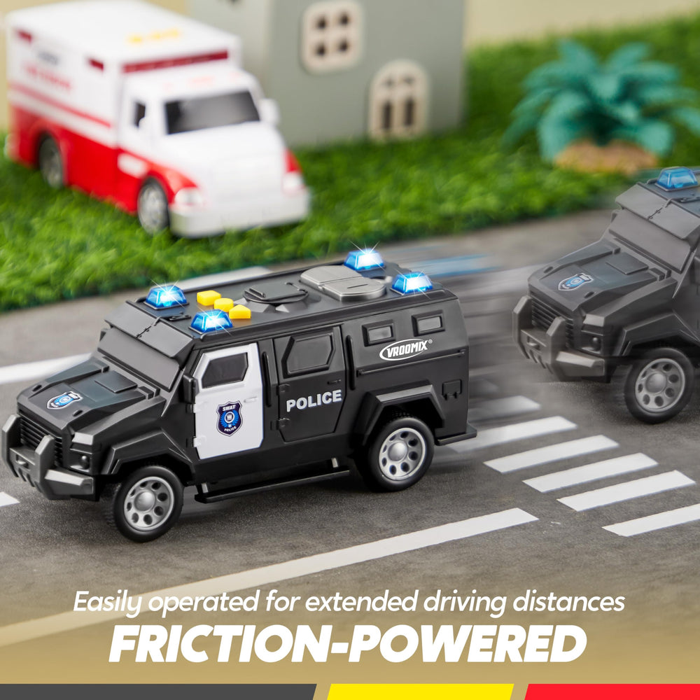 Child playing with Vroomix Jova vehicles during imaginative play