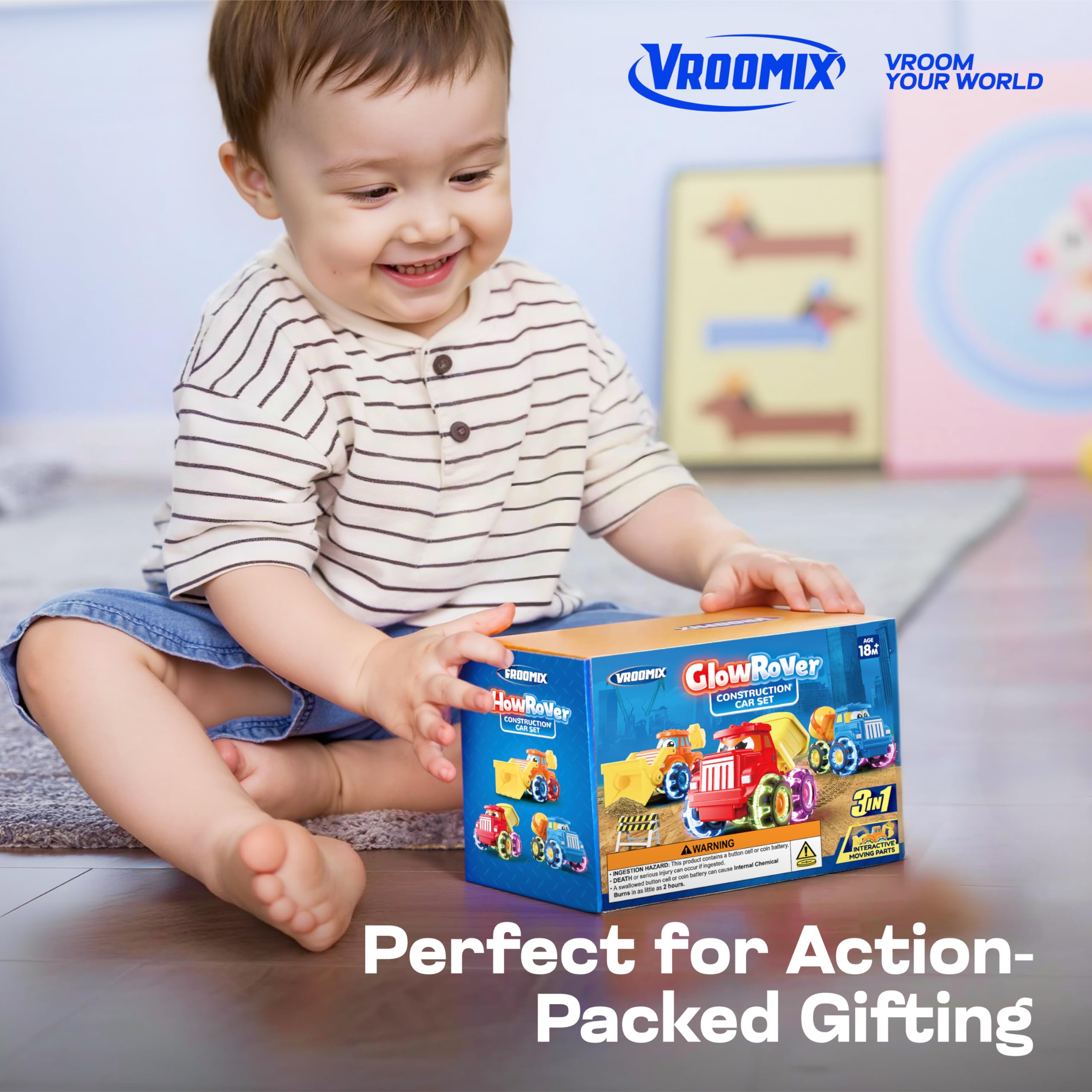 Vroomix Jova GlowRover 3-pack in action emphasizes a gift ready set.