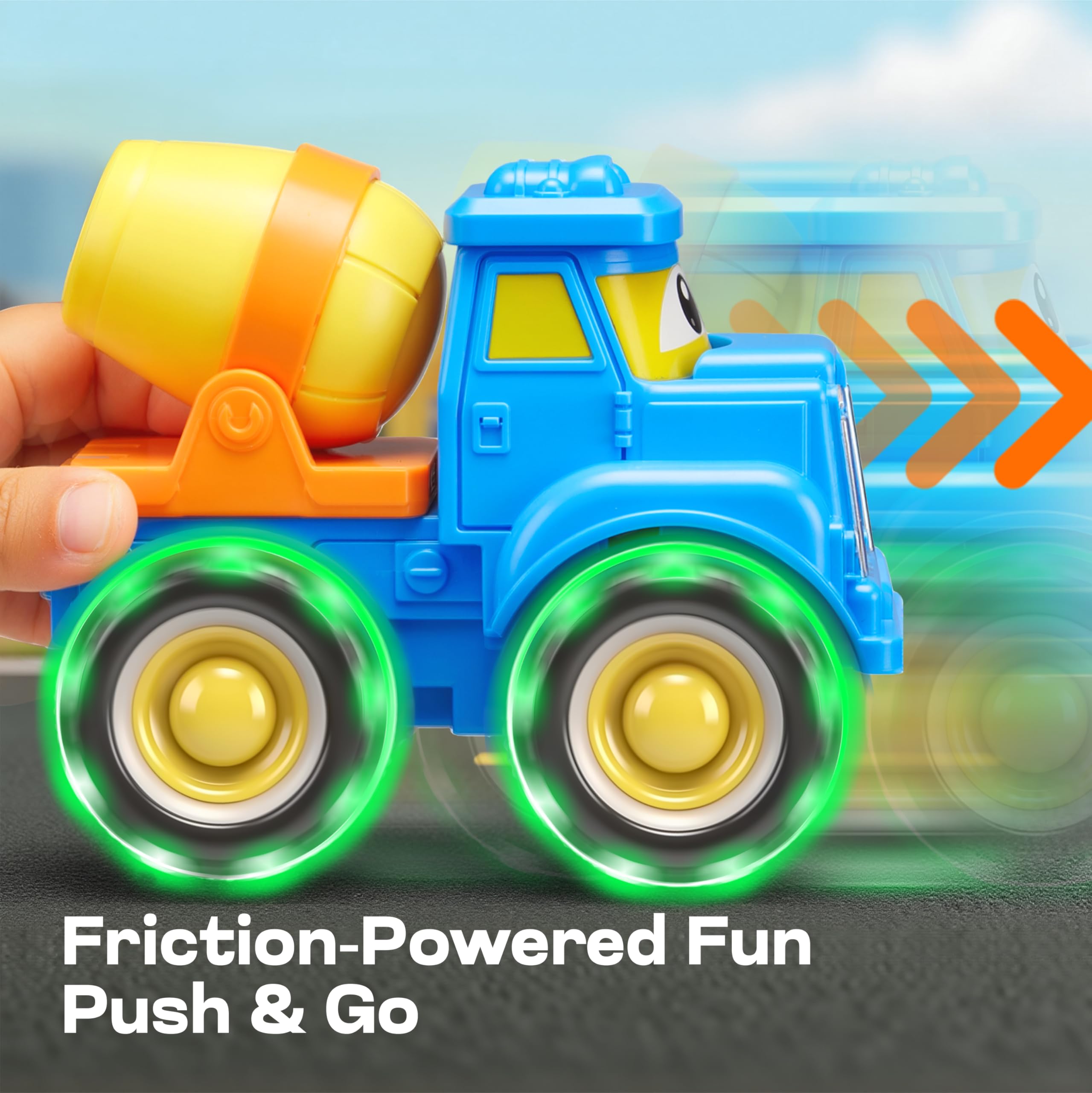 Vroomix Jova GlowRover dump truck model designed for easy friction powered fun.