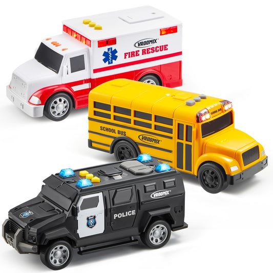 Vroomix Jova police car front view with friction-powered action
