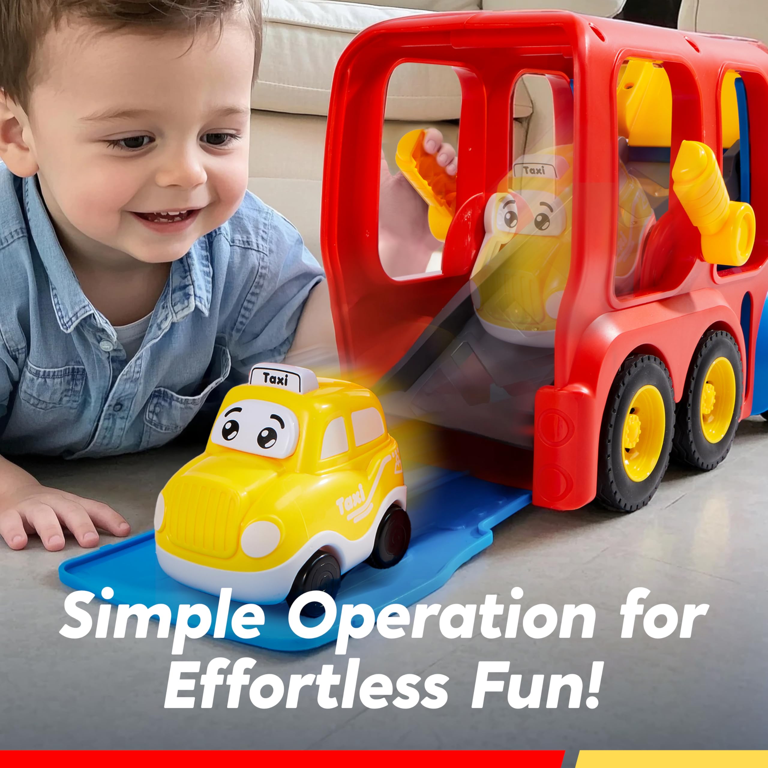 Vroomix Jova taxi toy supports role-play adventures and storytelling.