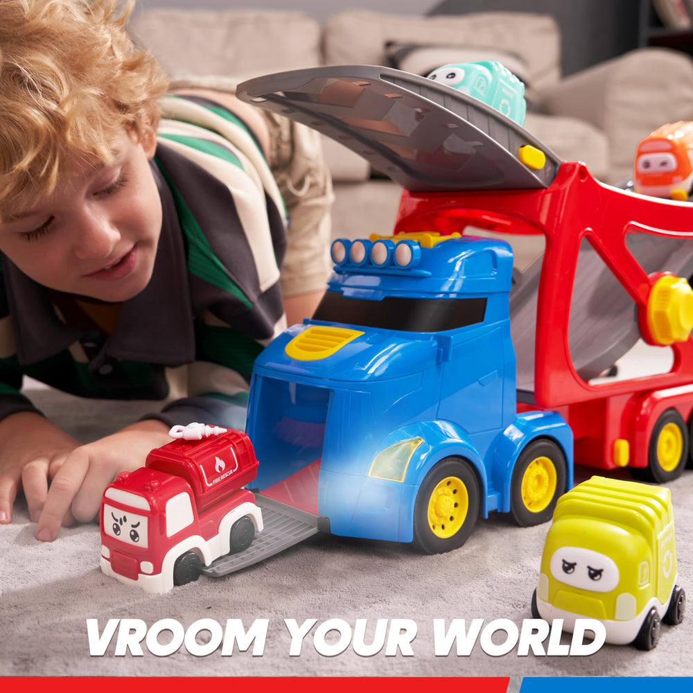 Vroomix versatile carrier truck supports multi-use pretend play.
