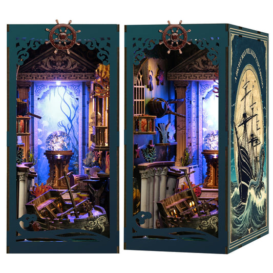 Vruelia Ocean Mystery diorama glows on a shelf, enriching ambient ocean décor.