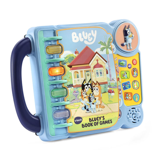 VTech Bluey Bingo phrases button provides familiar voices for engaging pretend play.