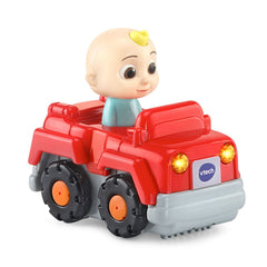 VTech CoComelon Go! Go! Smart Wheels Treehouse Track Set off-roader vehicle for pretend driving.