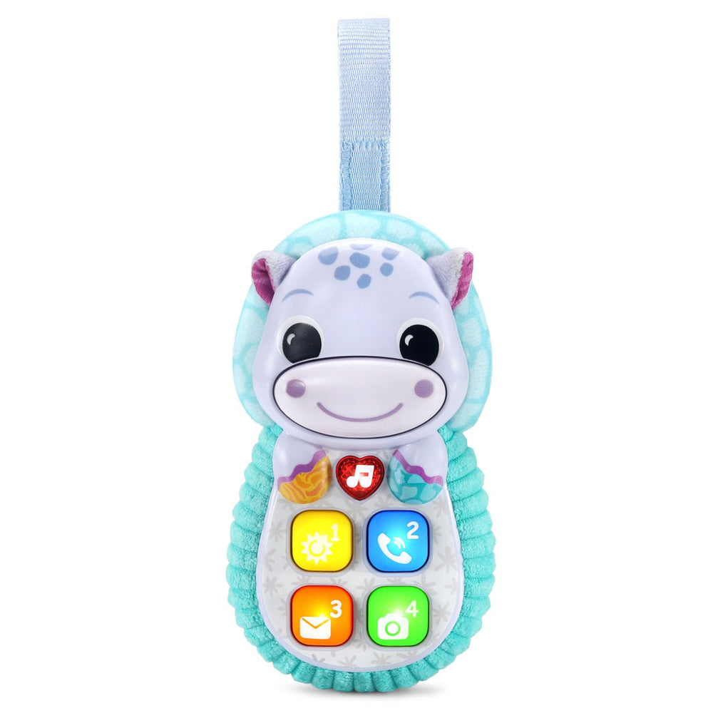 VTech Hello Hippo Soft Phone with plush border inviting easy gripping for tiny hands