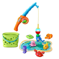 VTech Jiggle and Giggle Fishing Set with magnetic bobber ready to reel in a sea creature