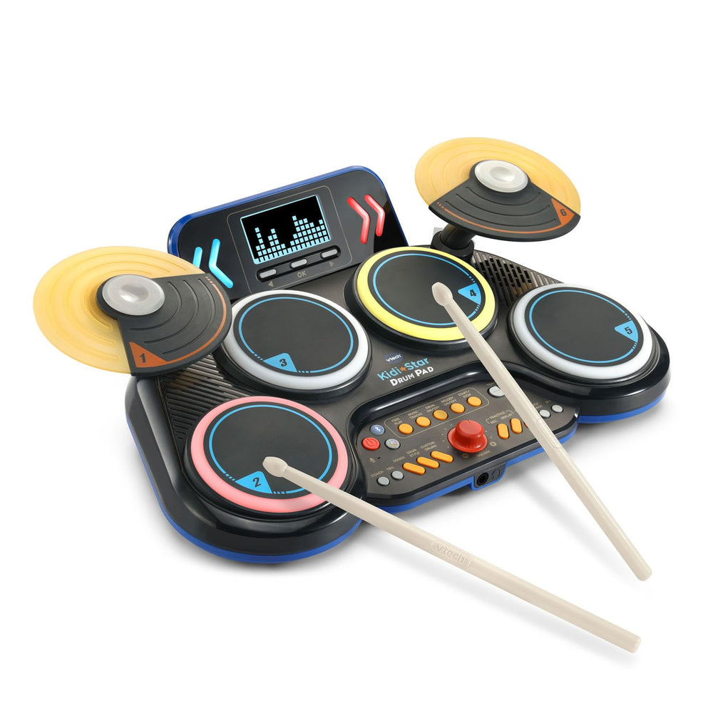 VTech Kidi Star Drum Pad black battery compartment for portable playtime.