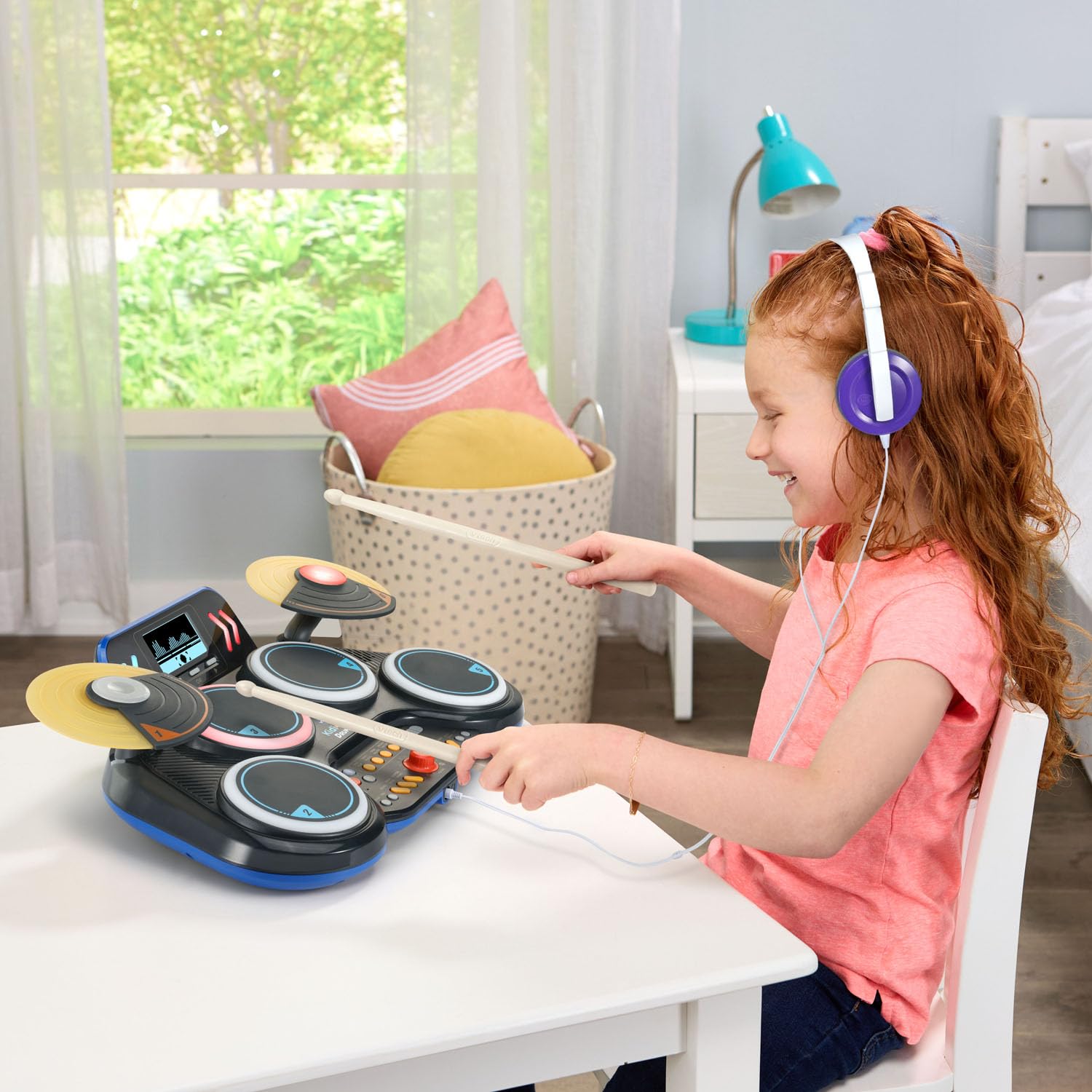 VTech Kidi Star Drum Pad black Bluetooth connection for jam sessions.